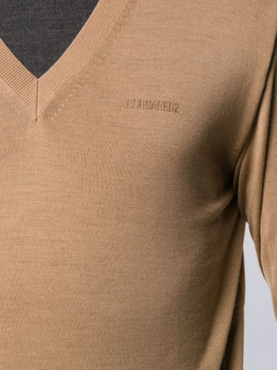 Shop Dsquared2 V-neck Jumper In Brown