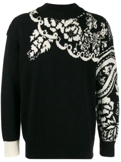 SACAI FLORAL INTARSIA JUMPER - 黑色