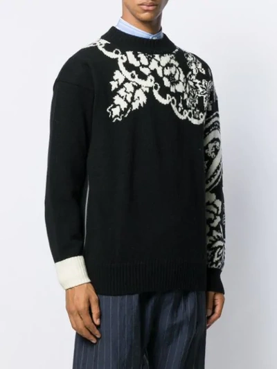 SACAI FLORAL INTARSIA JUMPER - 黑色