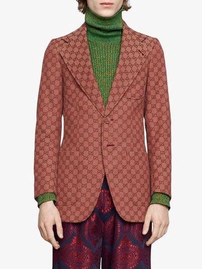 Shop Gucci Gg Canvas Jacket In Red