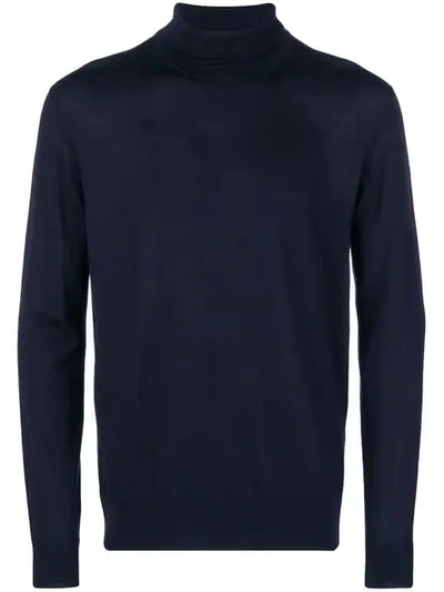 Shop Jil Sander Roll Neck Sweater In Blue