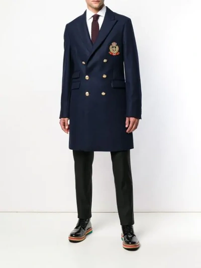 Shop Lc23 Classic Military Coat - Blue
