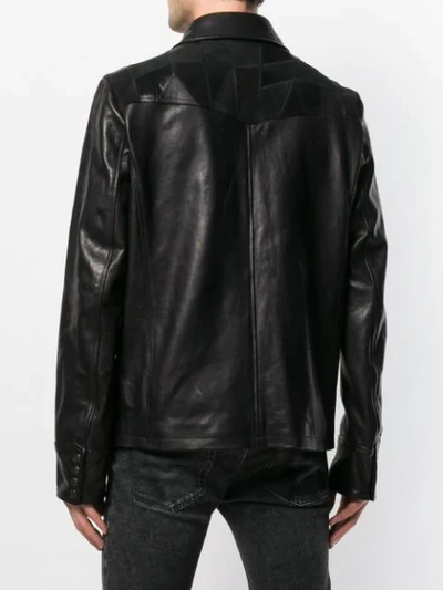 Shop Diesel Black Gold Jacket In Nappa Leather With Patchwork In Black