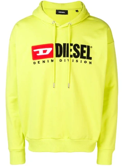 Shop Diesel 90s Logo Hoodie In Yellow