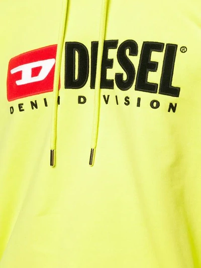 Shop Diesel 90s Logo Hoodie In Yellow