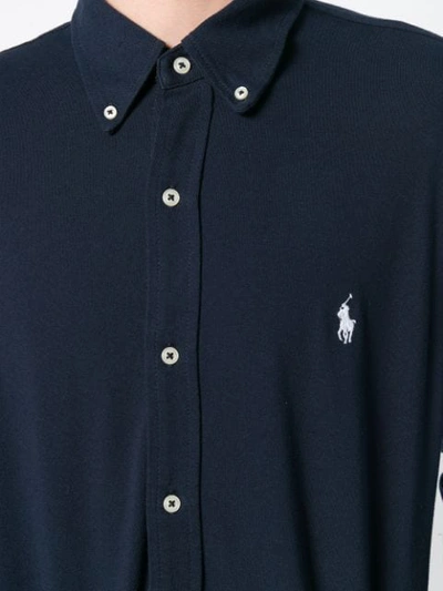 Shop Polo Ralph Lauren Logo Patch Longsleeved Shirt In Blue