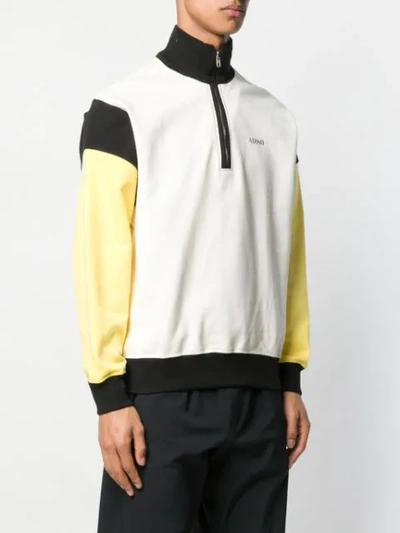 Shop Adish Sweatshirt In Colour-block-optik In Off White/yellow/black
