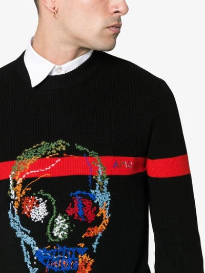 Shop Alexander Mcqueen Skull Embroidered Intarsia Jumper In Black