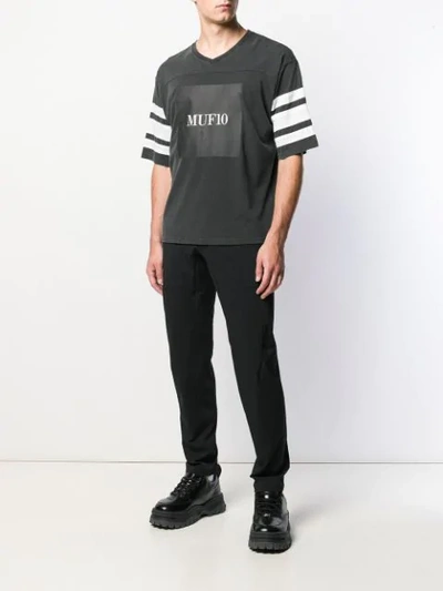 Shop Muf 10 Striped Sleeve T-shirt In Black