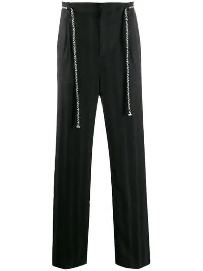 Shop Saint Laurent Belted Straight Trousers In Black