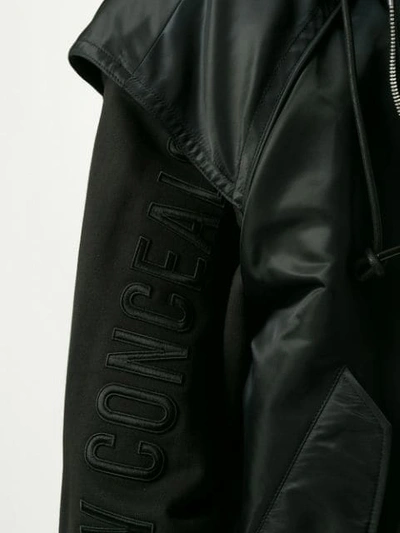 Shop Juunj Layered Hooded Bomber Jacket In Black