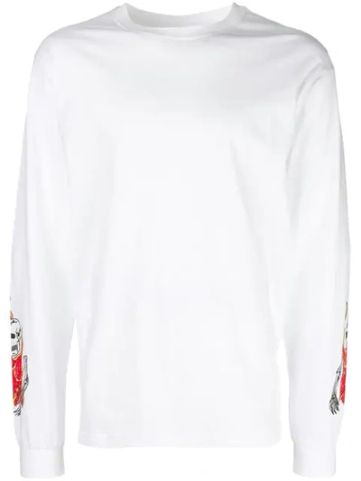 Shop Sss World Corp Flaming Skull Top In White