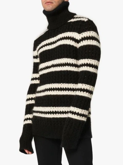 Shop Saint Laurent Striped Turtleneck Sweater In Black ,white