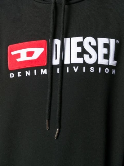 Shop Diesel Logo Printed Hoodie In Black