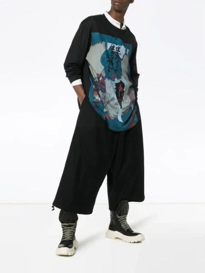 YOHJI YAMAMOTO PRINTED LONG-SLEEVE T-SHIRT - 黑色