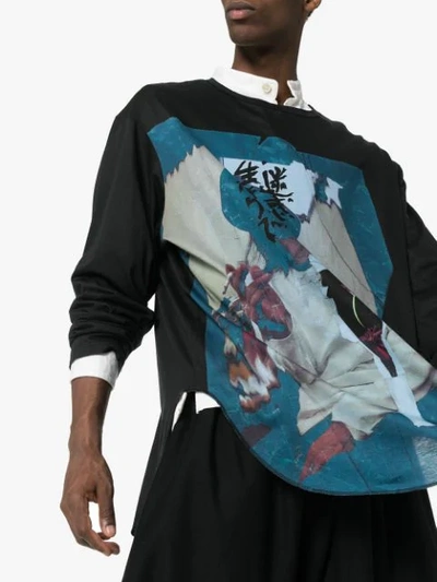 YOHJI YAMAMOTO PRINTED LONG-SLEEVE T-SHIRT - 黑色