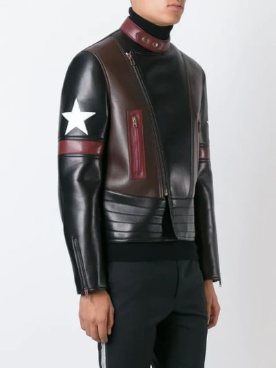 Shop Givenchy Star Patch Biker Jacket In Black