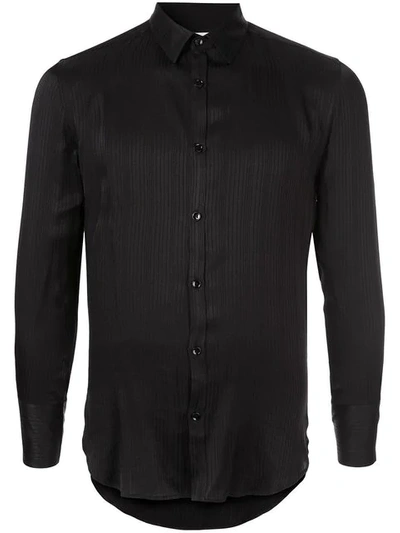 Shop Saint Laurent Striped Skinny Fit Shirt In Black