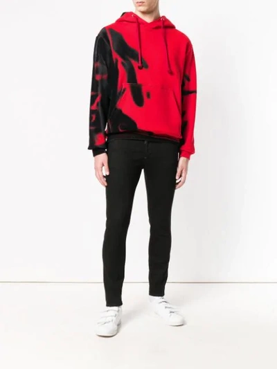 Shop Maison Margiela Spray Paint Hoodie In Red