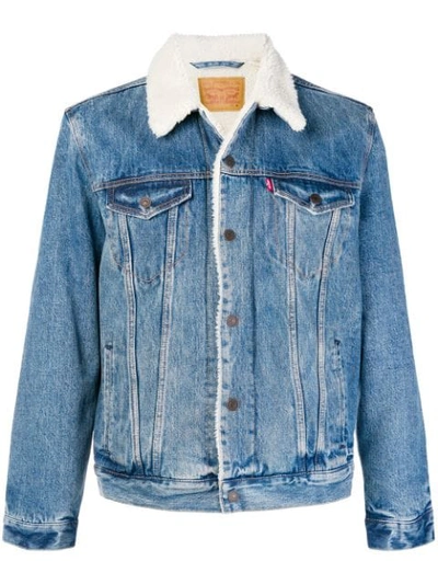Shop Levi's Faux Fur Lined Denim Jacket In 0040 Blue
