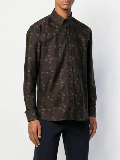 Shop Etro Daisy Chain Print Shirt In Brown