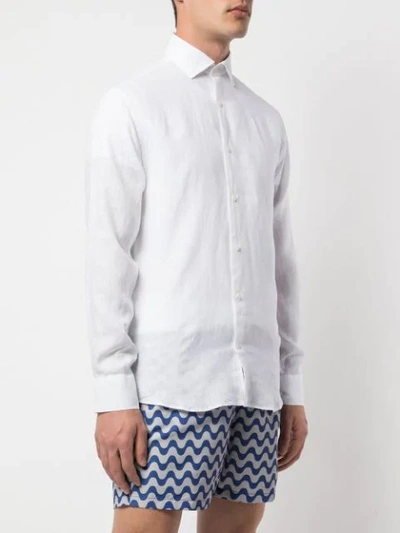 Shop Frescobol Carioca Long-sleeve Fitted Shirt In White