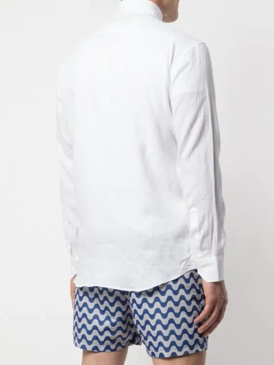 Shop Frescobol Carioca Long-sleeve Fitted Shirt In White