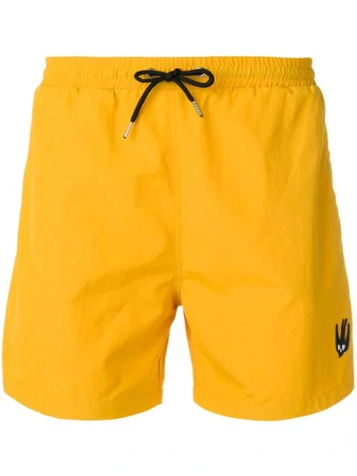 Shop Mcq By Alexander Mcqueen Mcq Alexander Mcqueen Swallow Patch Swim Shorts - Yellow