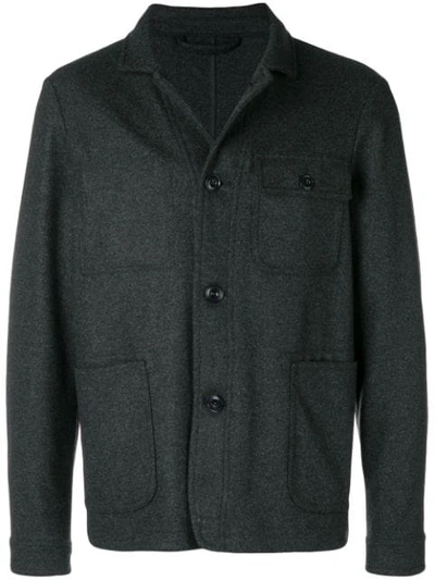 Shop Altea Buttoned Shirt Jacket In Grey