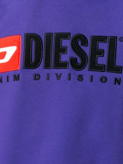 Shop Diesel Logo Embroidered Hoodie In Purple