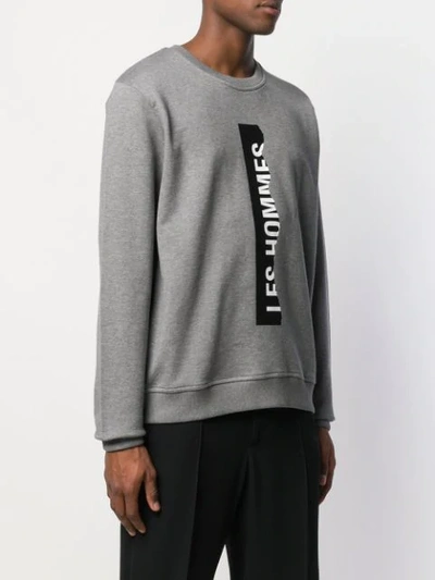 Shop Les Hommes Printed Logo Sweatshirt In Grey