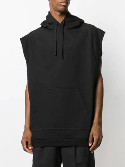 Shop Raf Simons Sleeveless Drawstring Hoodie In Black