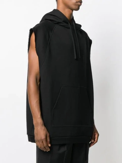 Shop Raf Simons Sleeveless Drawstring Hoodie In Black