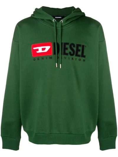 Shop Diesel Logo Hoodie Sweatshirt - Green