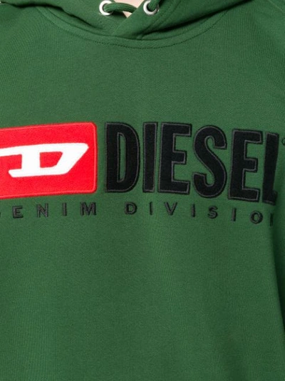 Shop Diesel Logo Hoodie Sweatshirt - Green