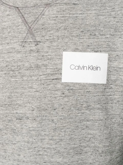 Shop Calvin Klein Logo Patch Sweatshirt In Grey