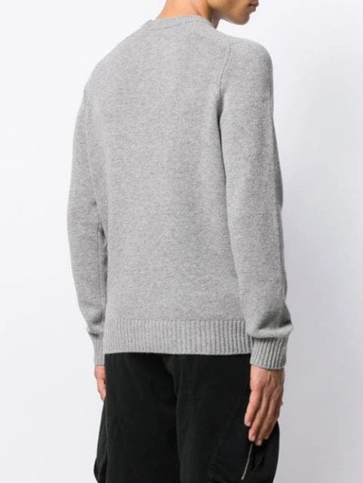 Shop Stone Island Logo Slim-fit Sweater In Grey