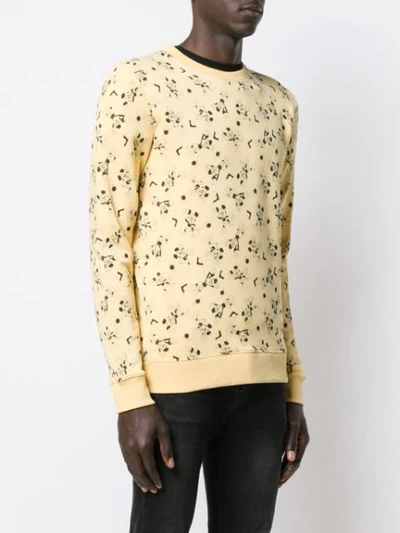 Shop Saint Laurent Mickey Mouse Print Sweatshirt In Yellow