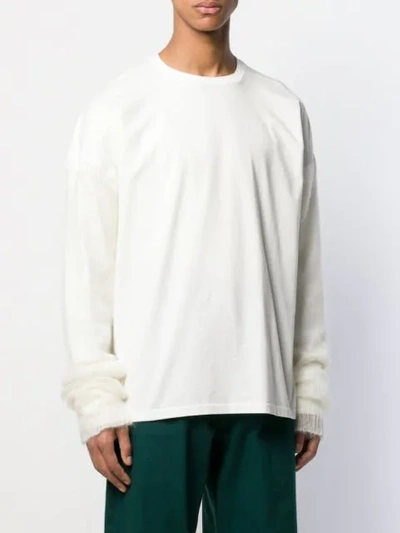 Shop Marni Oversized Contrast Sleeve Sweater In 00w03 White