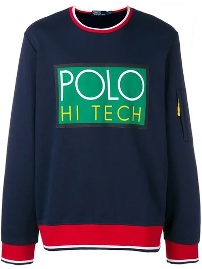 Shop Polo Ralph Lauren Hi Tech Sweatshirt In Blue