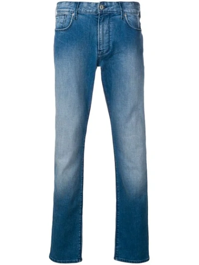 Shop Emporio Armani Slim Denim Jeans In Blue