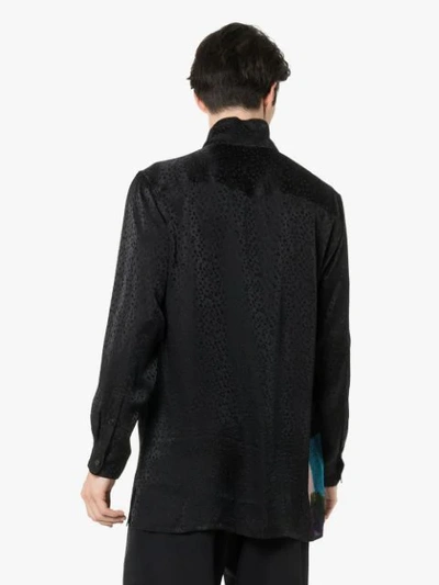 Shop Yohji Yamamoto Female Leopard Pint Silk Shirt In Black