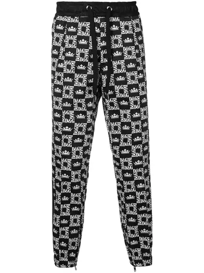 Shop Dolce & Gabbana Crown-print Track Pants In Black