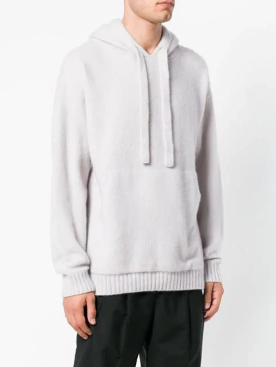 Shop Laneus Knitted Hoodie In Grey