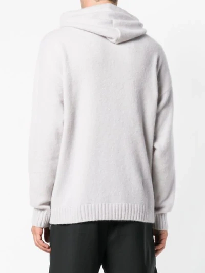 Shop Laneus Knitted Hoodie In Grey