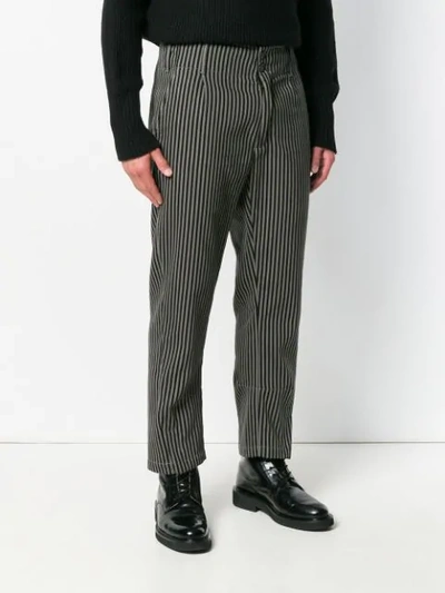 Shop Ann Demeulemeester Striped Trousers - Black