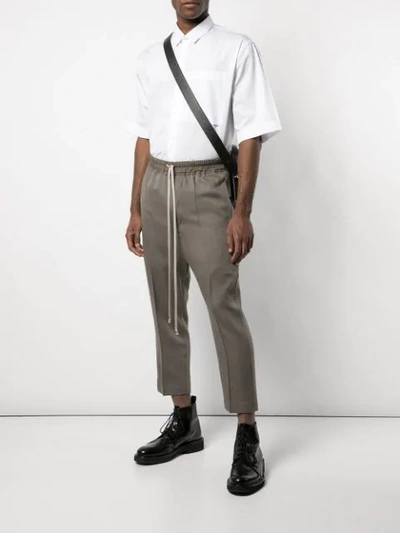 Shop Rick Owens Cropped Drawstring Trousers In 34 Dust