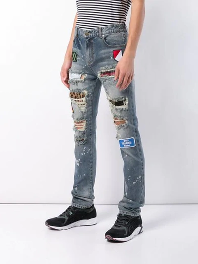 Shop God's Masterful Children Pistol Patch Jeans In Blue