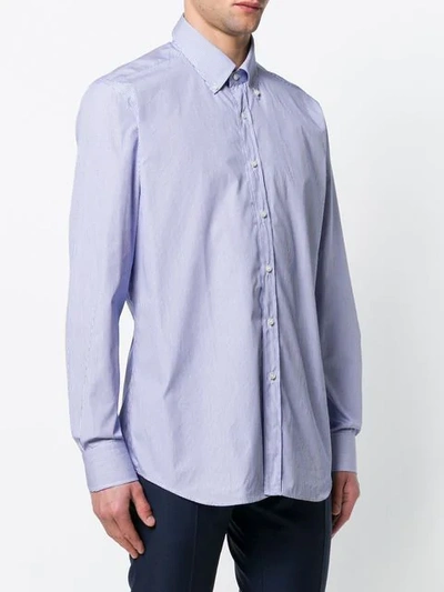 Shop Xacus Pinstripe Button Down Shirt In Blue