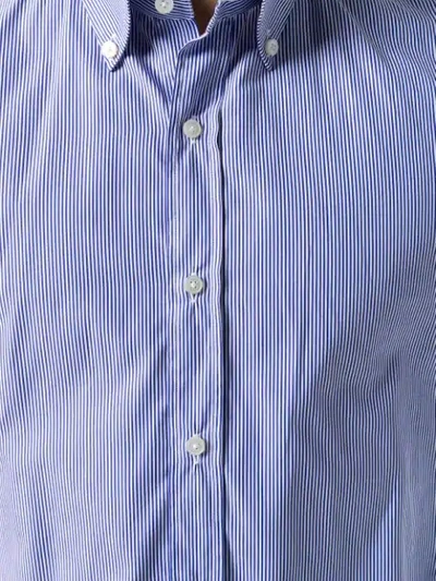 Shop Xacus Pinstripe Button Down Shirt In Blue